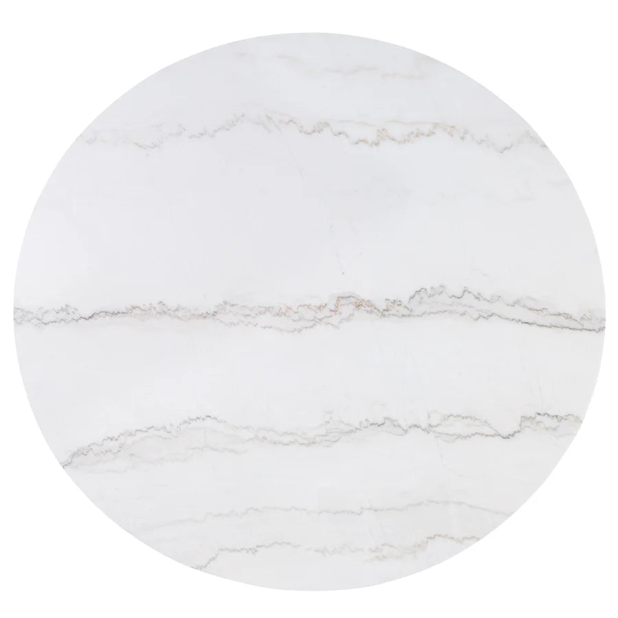 Varley Genuine Round Marble 5PC Dining Set – Modern Elegance with Farmhouse Charm