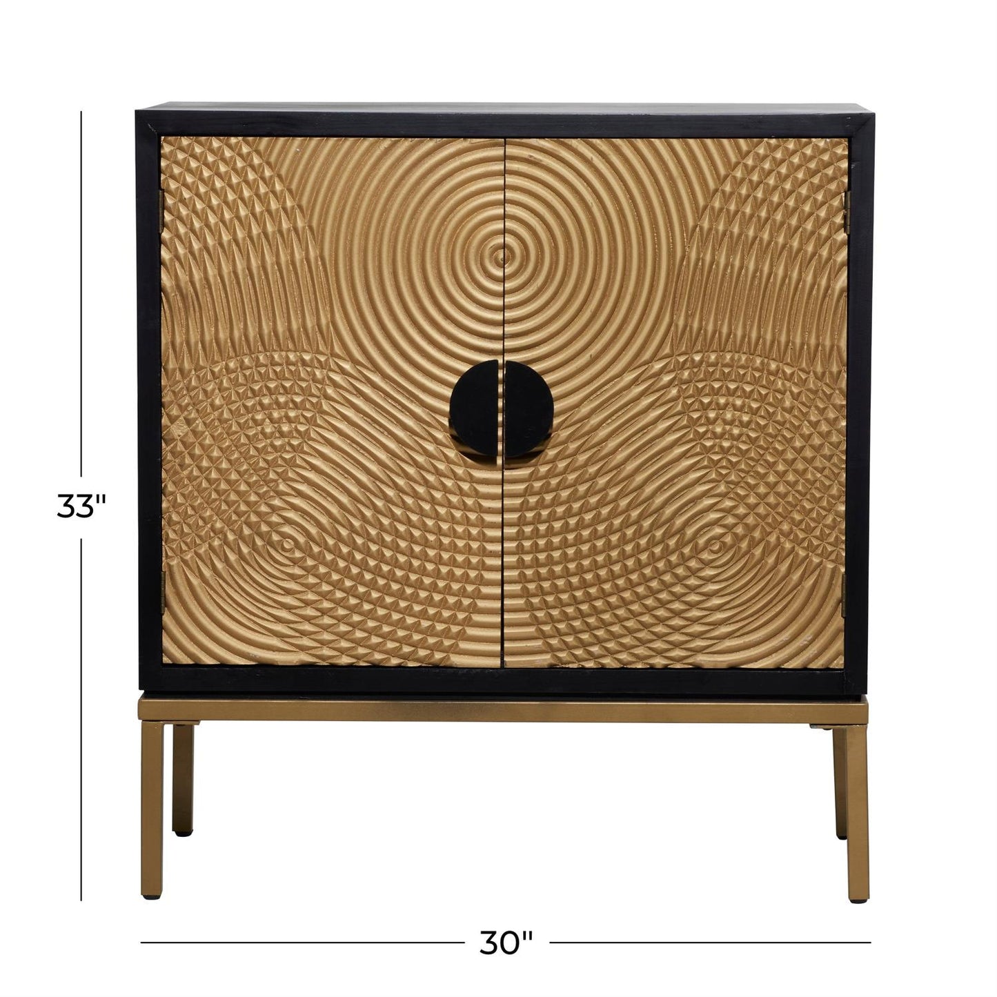 Bronze Ripple Door Cabinet with Crescent Moon Handles – 2-Door Geometric Storage, 30"