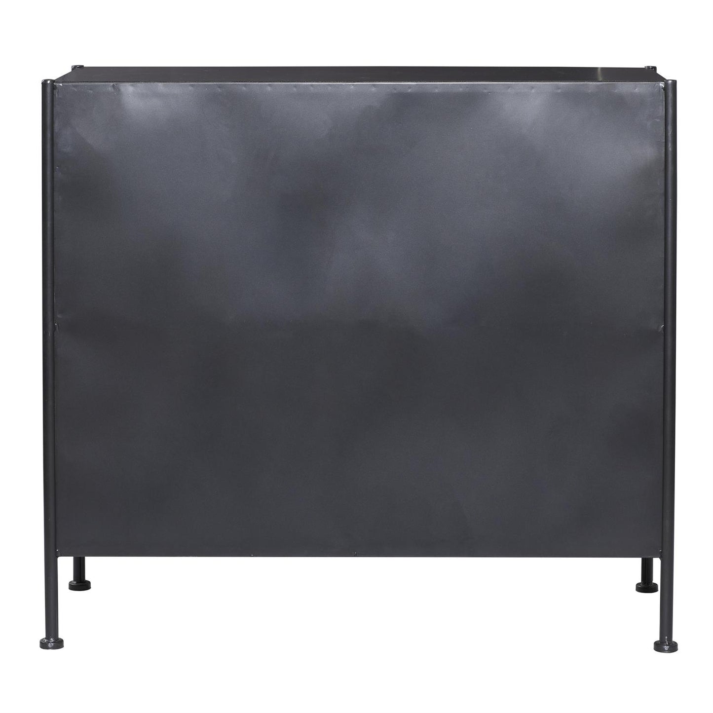 Black Metal Glass 2-Door Cabinet – 33" Industrial Storage