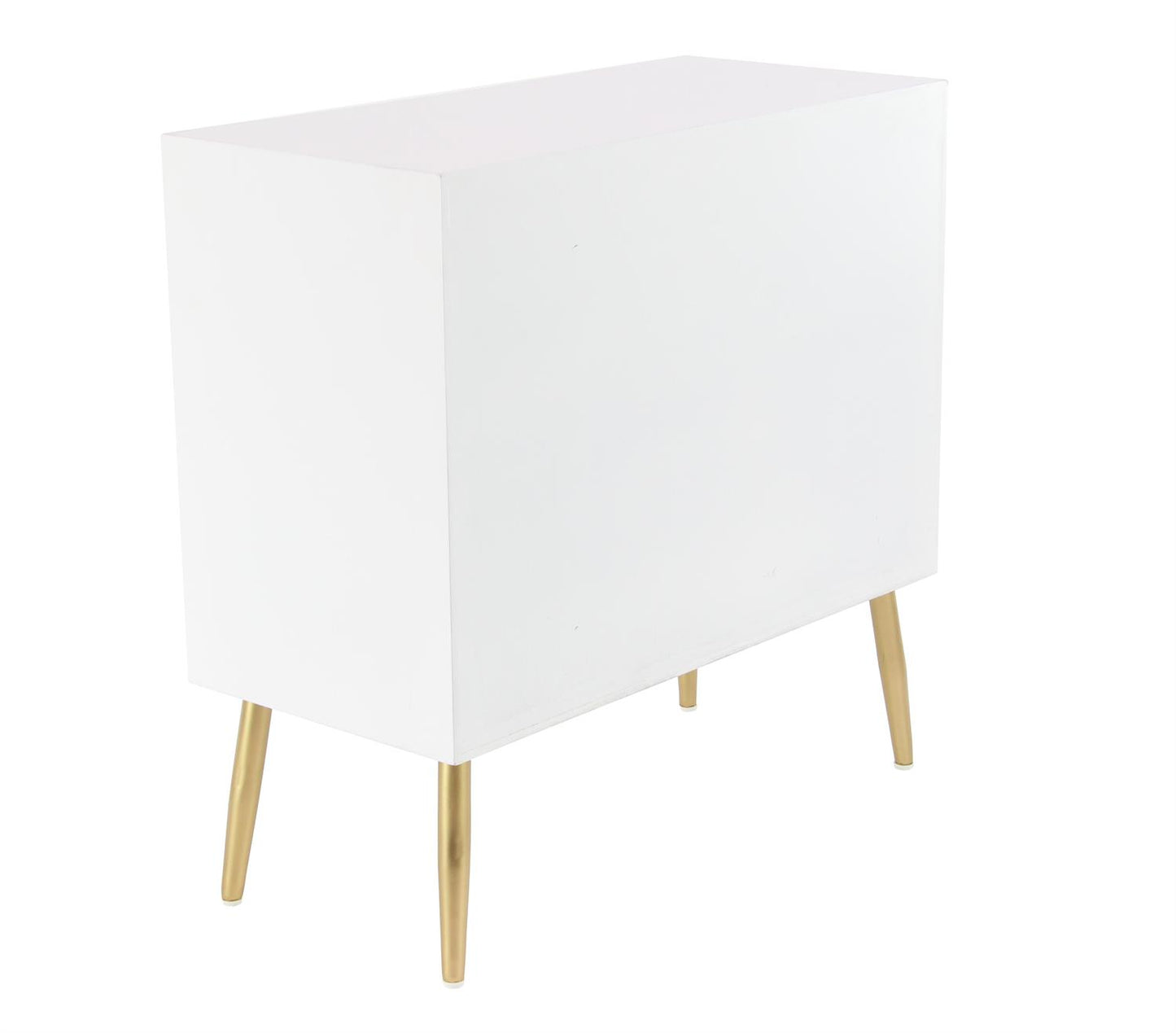White 3-Drawer Cabinet with Gold Legs – Geometric Storage, 32"