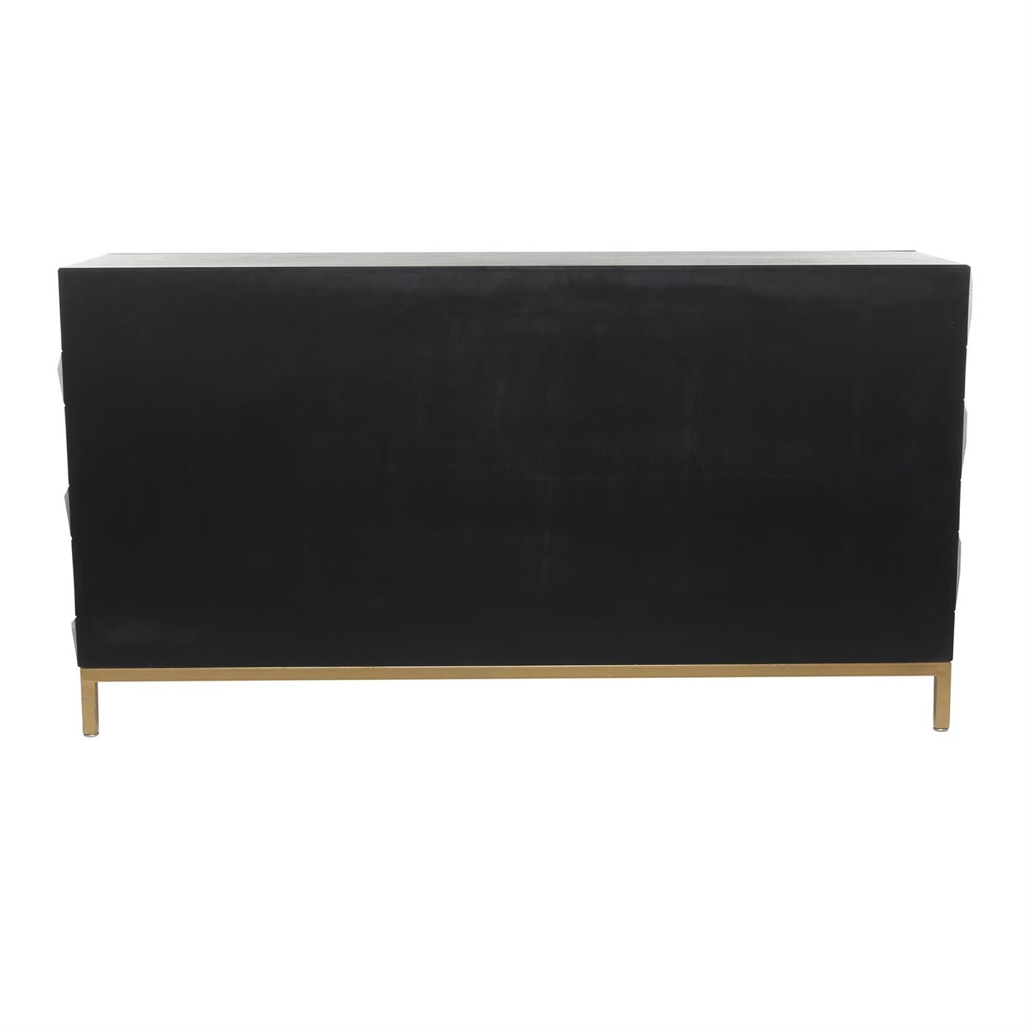 Dark Brown Wood 4-Door Sideboard with Faceted Design – 63" Modern Storage