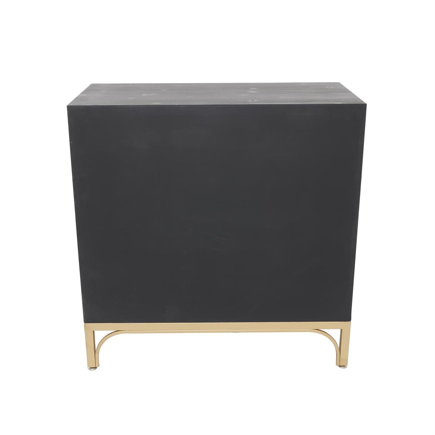 Black Geometric 2-Door Cabinet with Gold Legs – 32" Glass-Inlay Storage