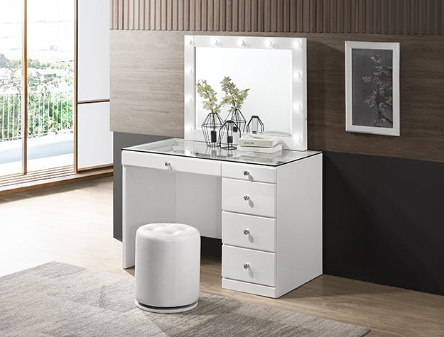 Morgan White Makeup LED Vanity Set