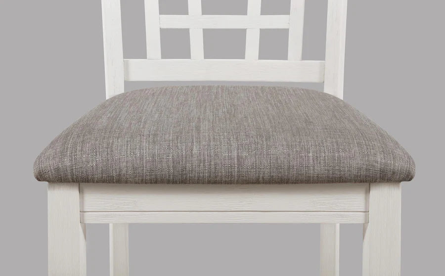 Hartwell Chalk Grey Counter Height Dining Set with Extension Leaf & Storage Shelf | Two-Tone Casual Dining