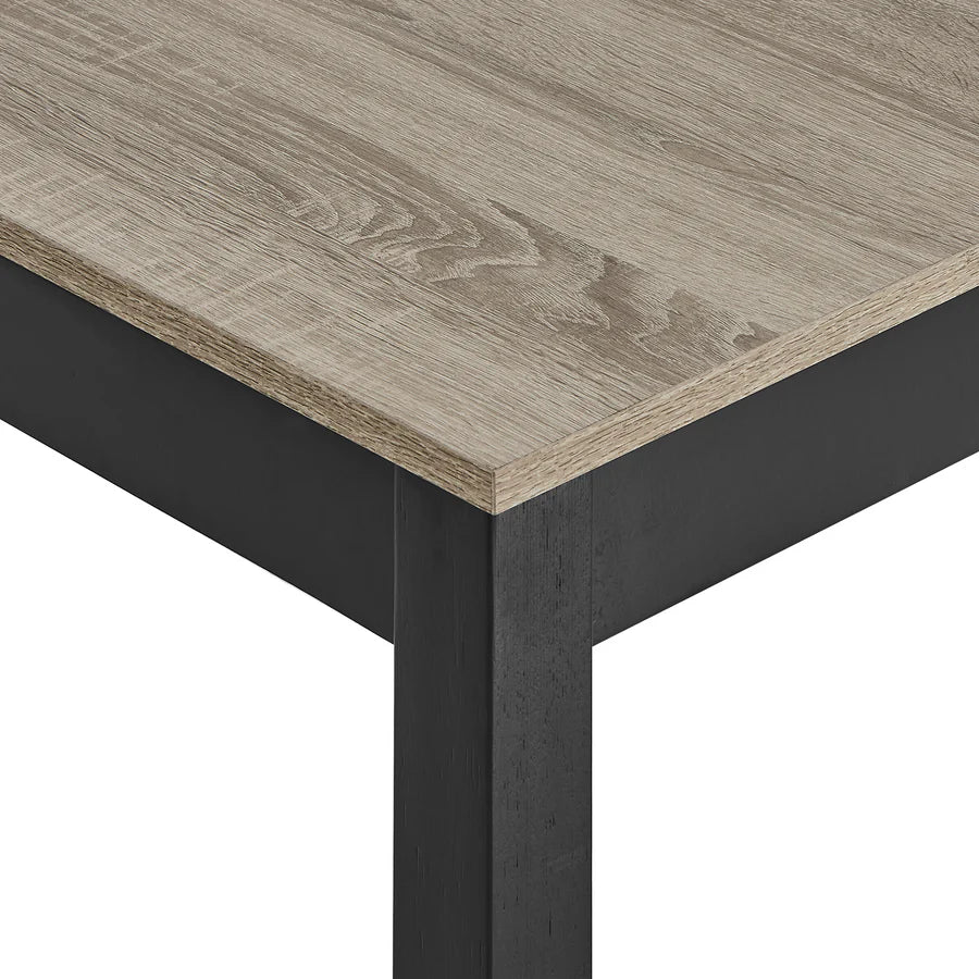 Rana dining table corner with woodgrain finish close-up