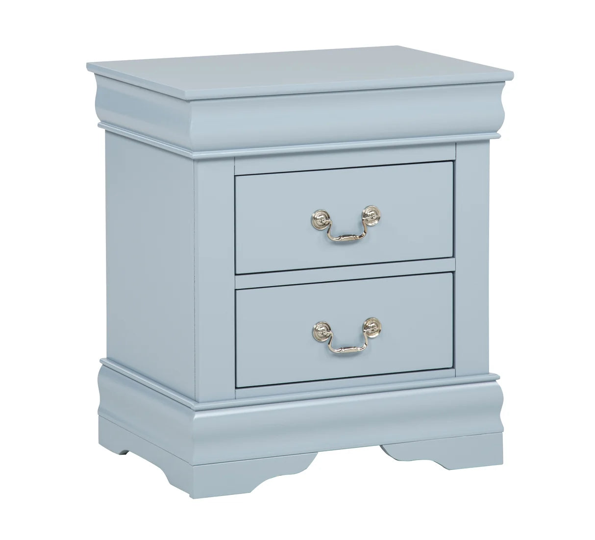 Louis blue-gray dresser with mirror and matching nightstand bedroom set