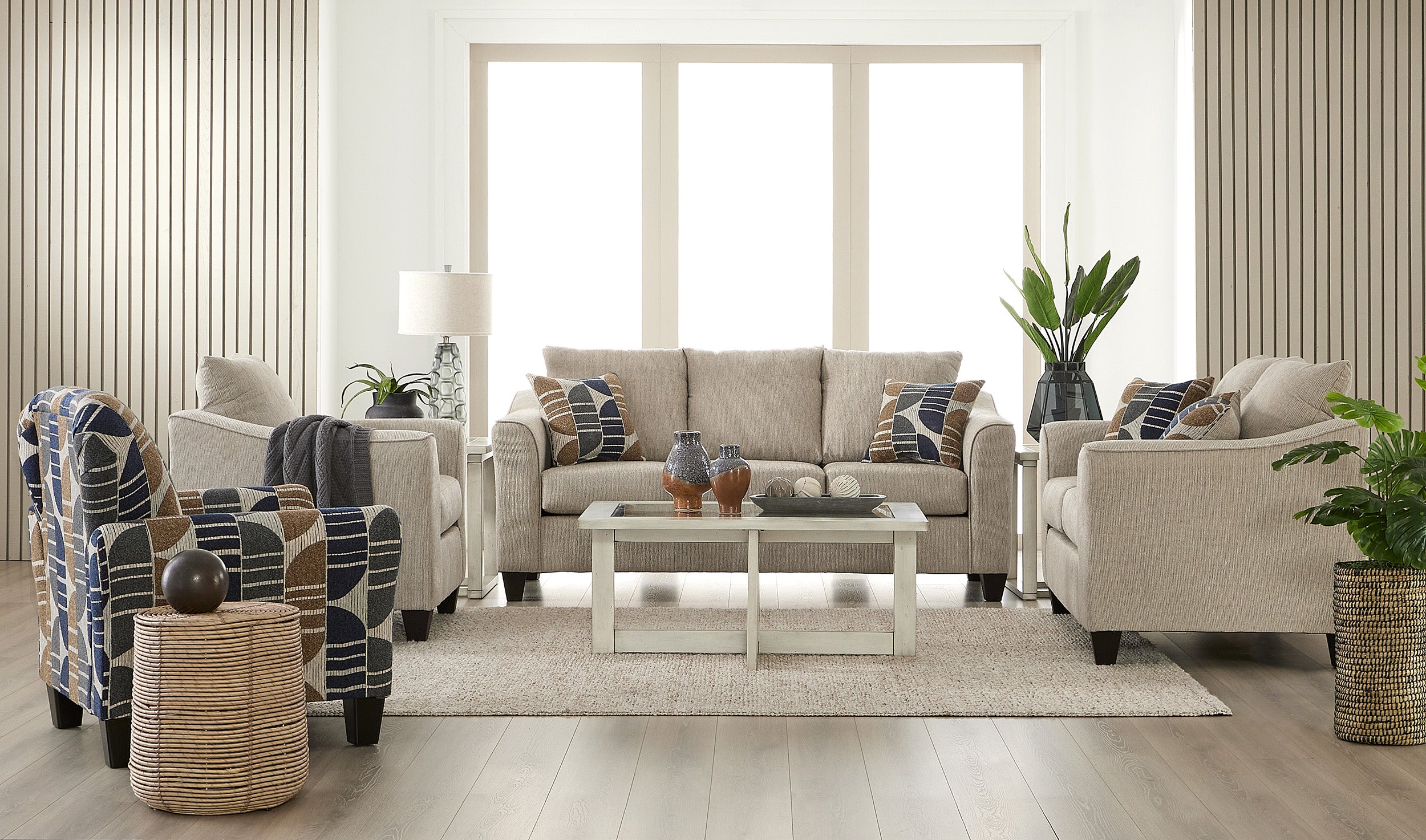 Becker Sofa & Loveseat Set – Modern Fabric Living Room Collection