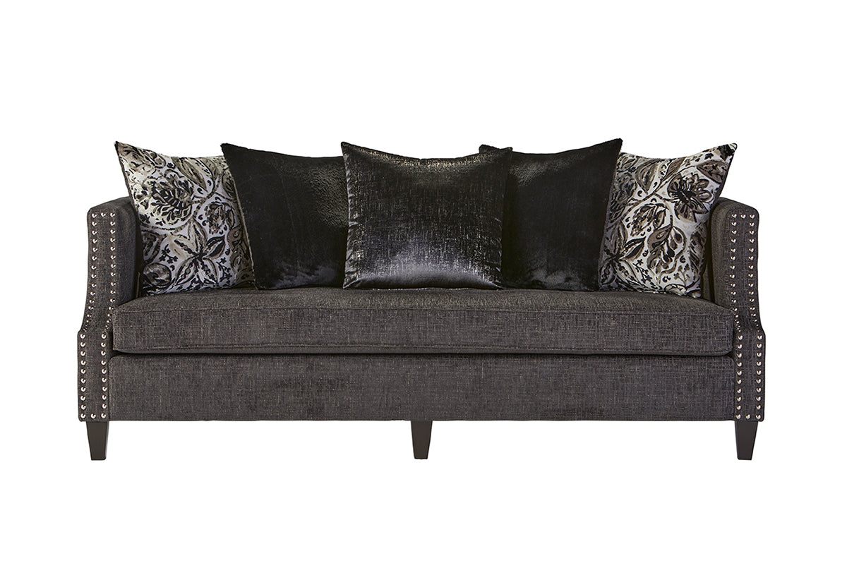 Simone Modern Glam Sofa & Loveseat Set – Nailhead Trim, Designer Pillows, Luxe Fabric