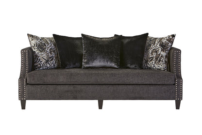 Simone Modern Glam Sofa & Loveseat Set – Nailhead Trim, Designer Pillows, Luxe Fabric