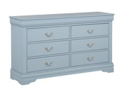 Louis blue-gray dresser with mirror and matching nightstand bedroom set