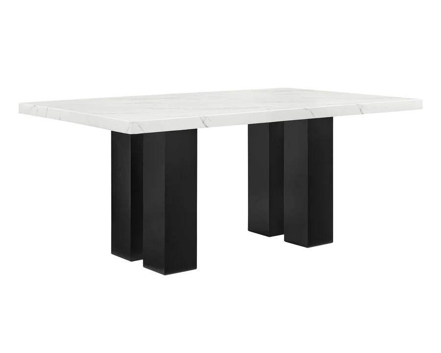 Parkside Contemporary Marble Dining Set with Dove Upholstered Seating