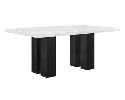 Parkside Contemporary Marble Dining Set with Dove Upholstered Seating