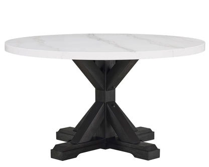 Varley Genuine Round Marble 5PC Dining Set – Modern Elegance with Farmhouse Charm