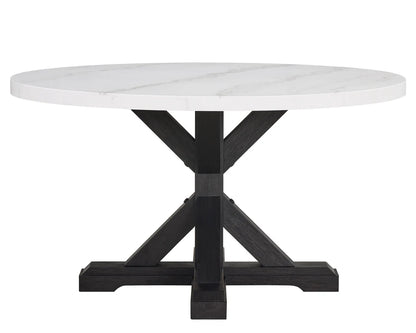 Varley Genuine Round Marble 5PC Dining Set – Modern Elegance with Farmhouse Charm
