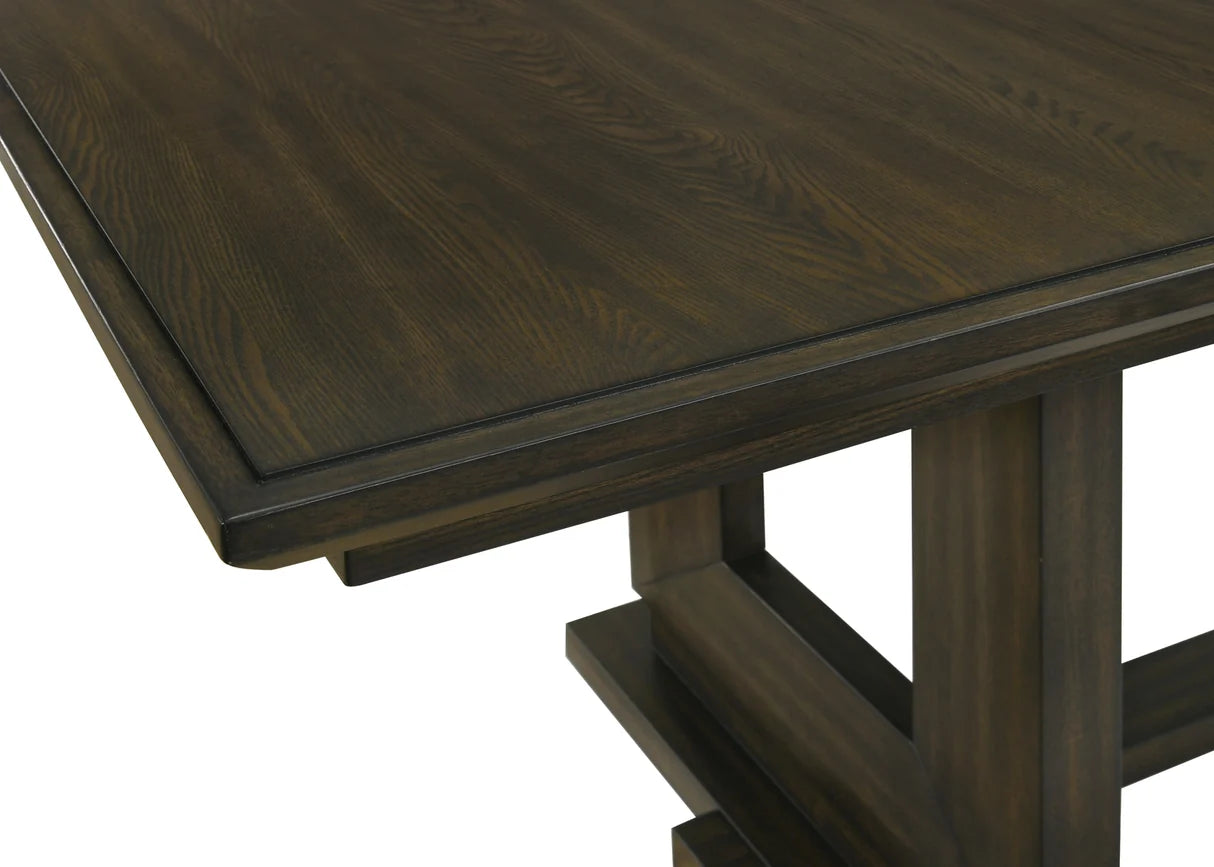 Herbert dining set with tufted bench, upholstered chairs, and wood trestle table