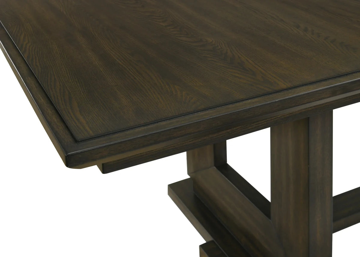 Herbert dining set with tufted bench, upholstered chairs, and wood trestle table