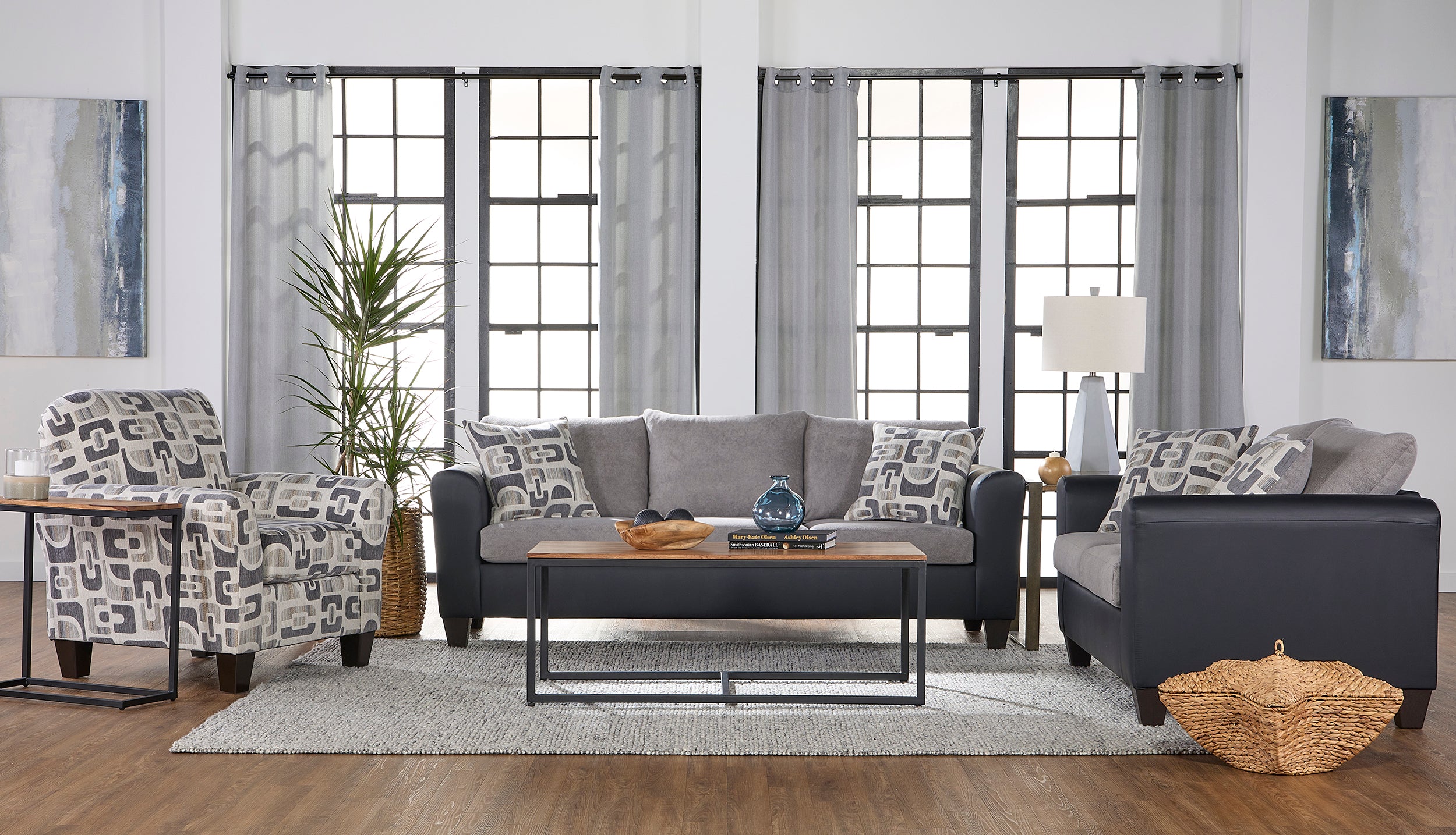 Journey Contemporary Sofa & Loveseat Set – Modern Two-Tone Upholstery