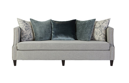 Simone Modern Glam Sofa & Loveseat Set – Nailhead Trim, Designer Pillows, Luxe Fabric