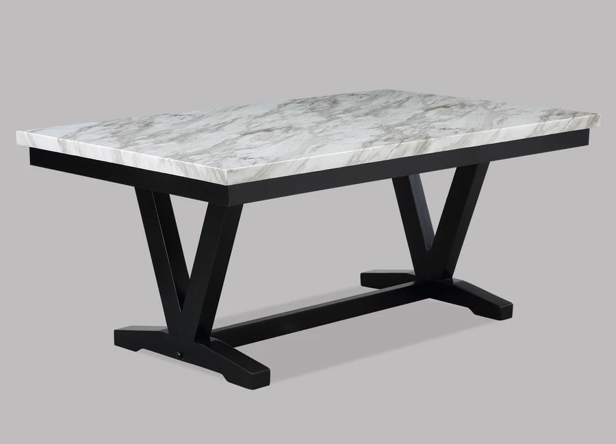 Tanner Contemporary Faux Marble Dining Set with Leatherette Upholstered Chairs