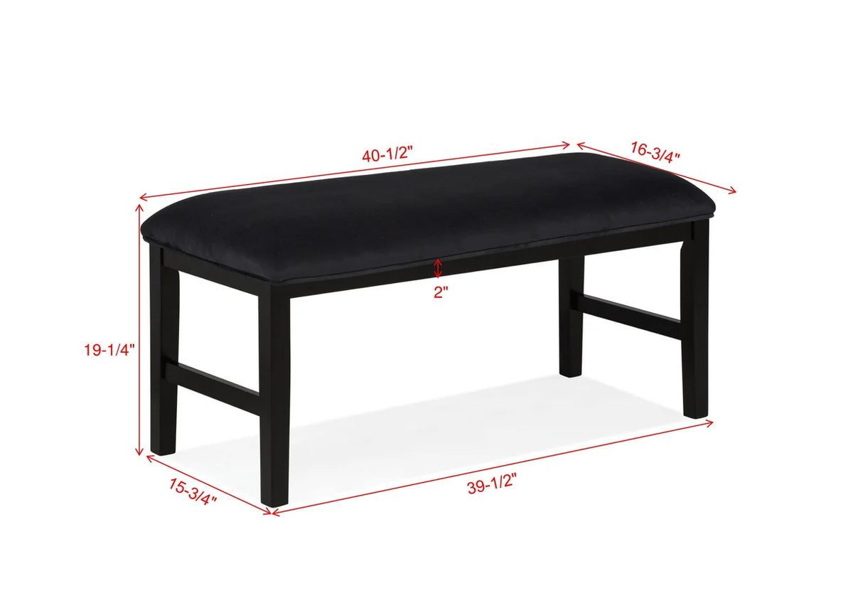 Sebastian Upholstered Dining Bench in Black