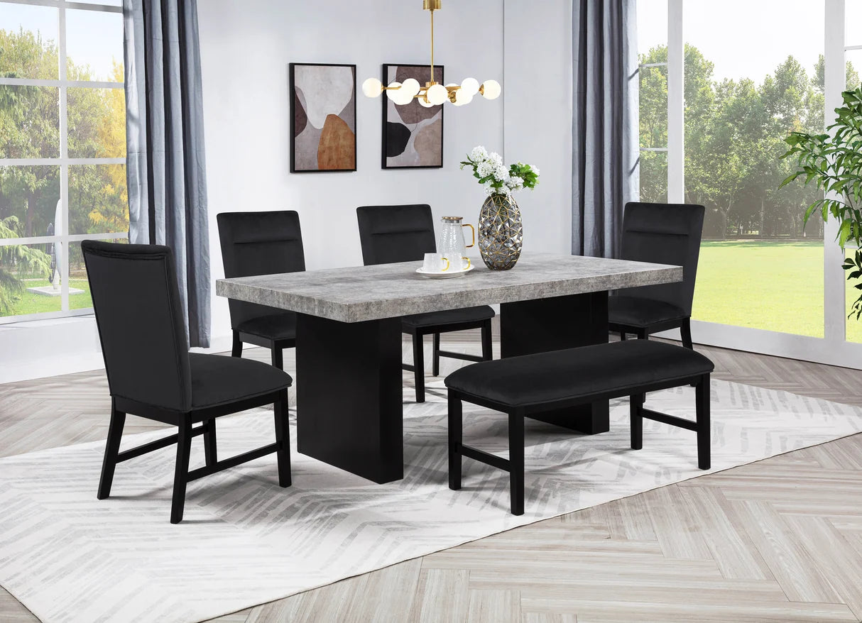Sebastian Upholstered Dining Bench in Black