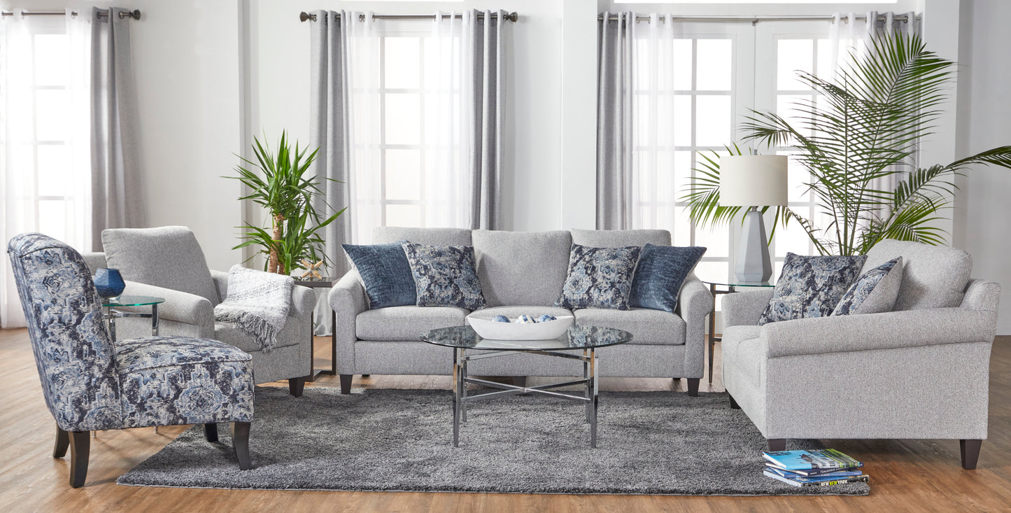 Bravo Pepper Sofa & Loveseat Set – Modern Gray Fabric Living Room Set with Accent Pillows