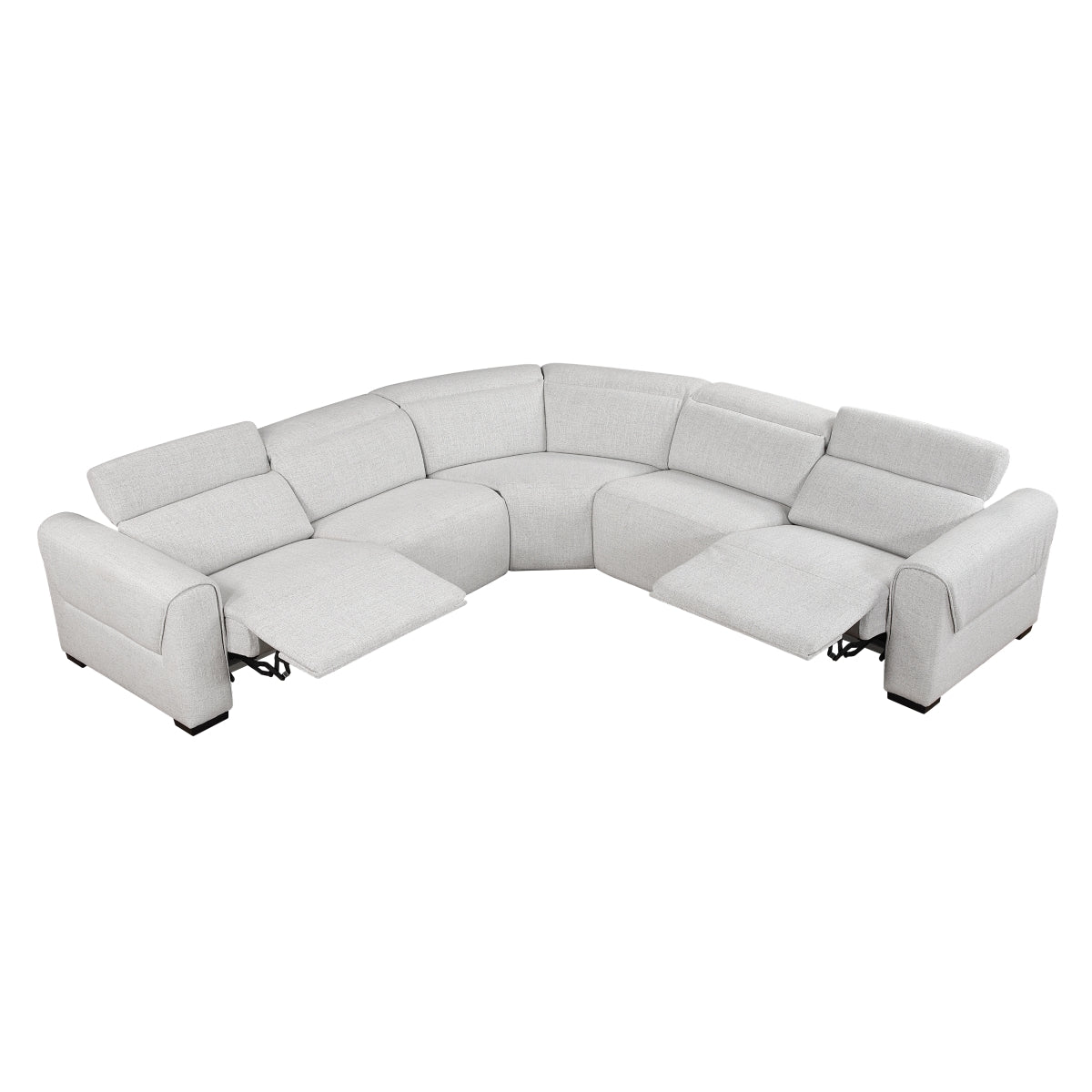 Cloud chenille 5-piece modular power reclining sectional with power headrests