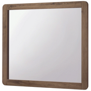 Light Brown Wood-Framed Dresser Mirror