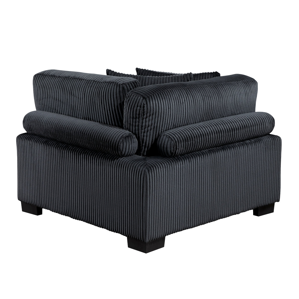 Black corduroy 7-piece modular sectional sofa with reversible chaise and ottoman