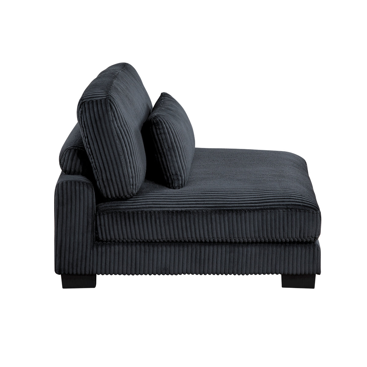 Black corduroy 7-piece modular sectional sofa with reversible chaise and ottoman