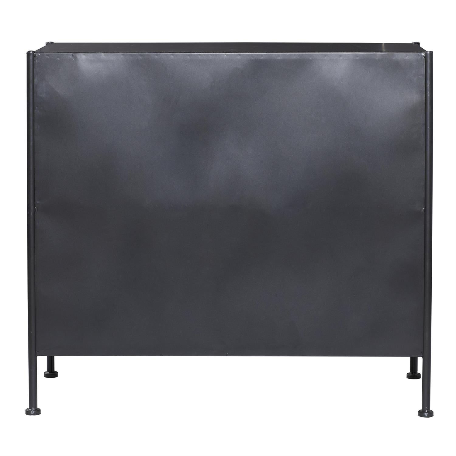 Black Metal Glass 2-Door Cabinet – 33" Industrial Storage