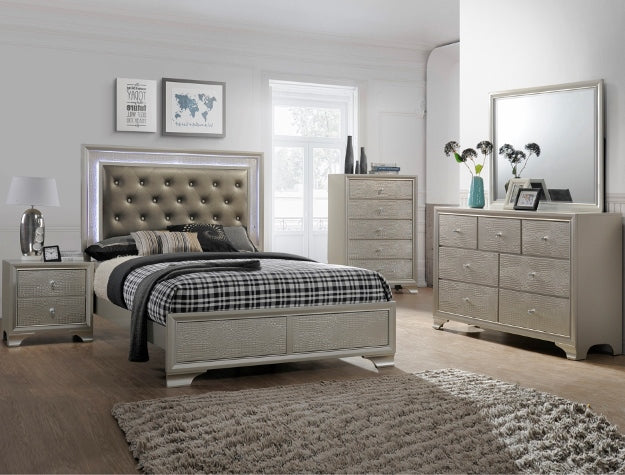 Lyssa collection bedroom set featuring dresser with matching top panel