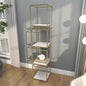 Minimalist cabinet with gold base styled in modern living space