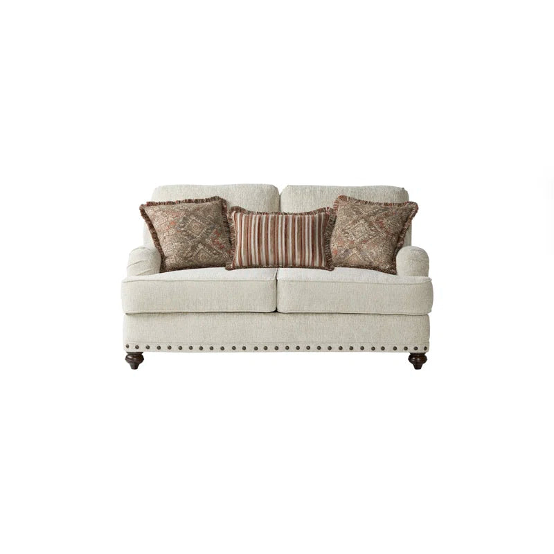 Cycle Traditional Nailhead Sofa & Loveseat Set – Classic Rolled-Arm Design