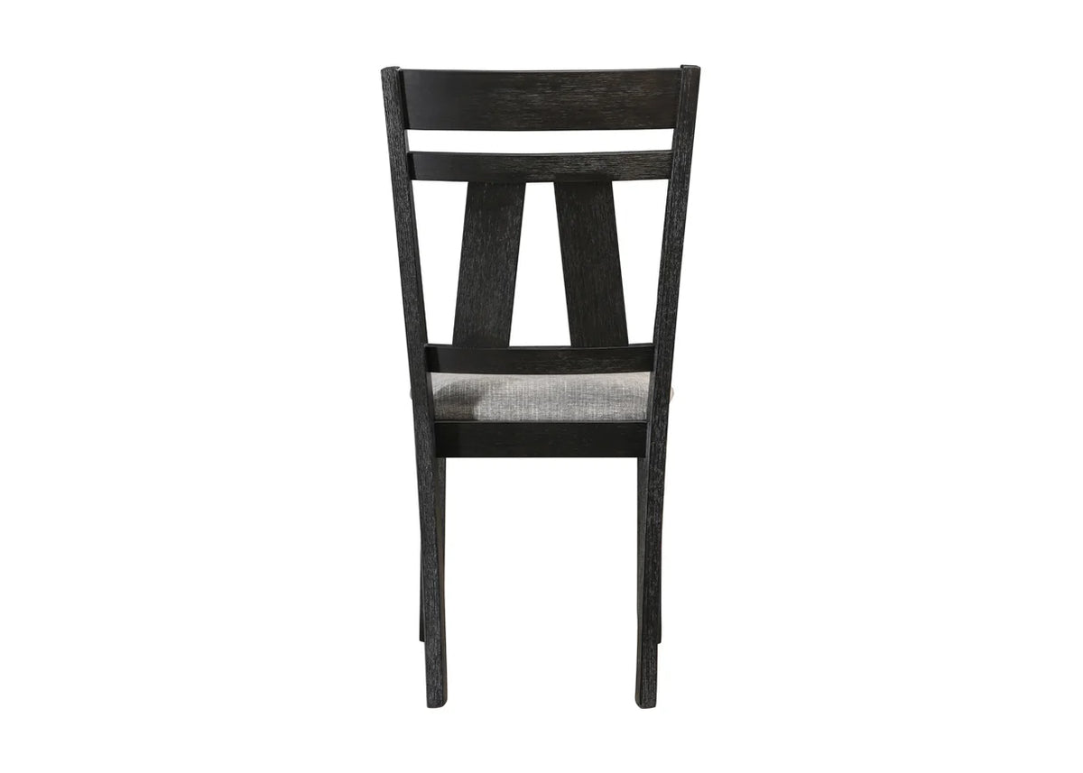 Maribelle two-tone trestle dining table with upholstered ladder-back chairs and bench