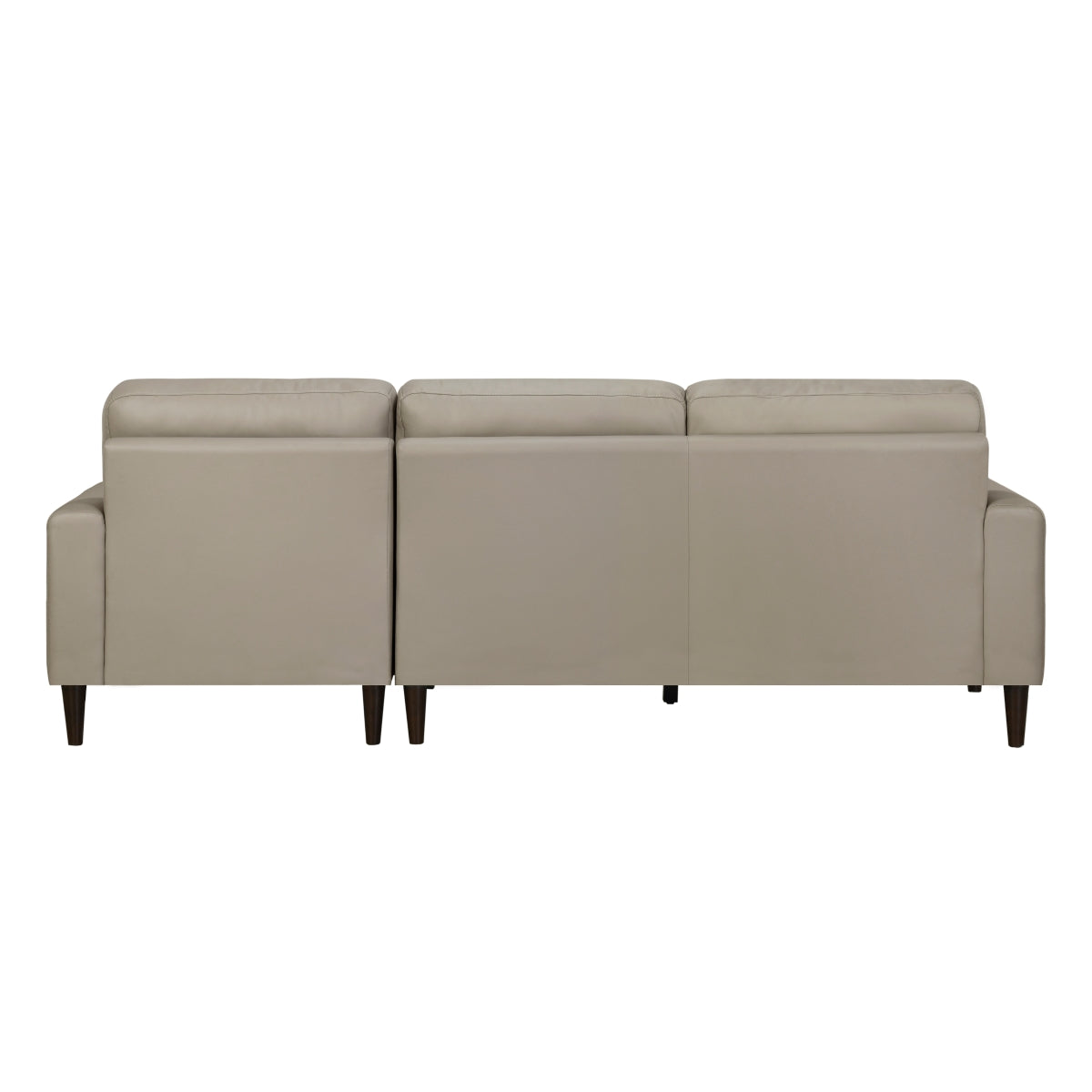 Latte leather 2-piece sectional sofa with right-facing chaise and tapered wood legs