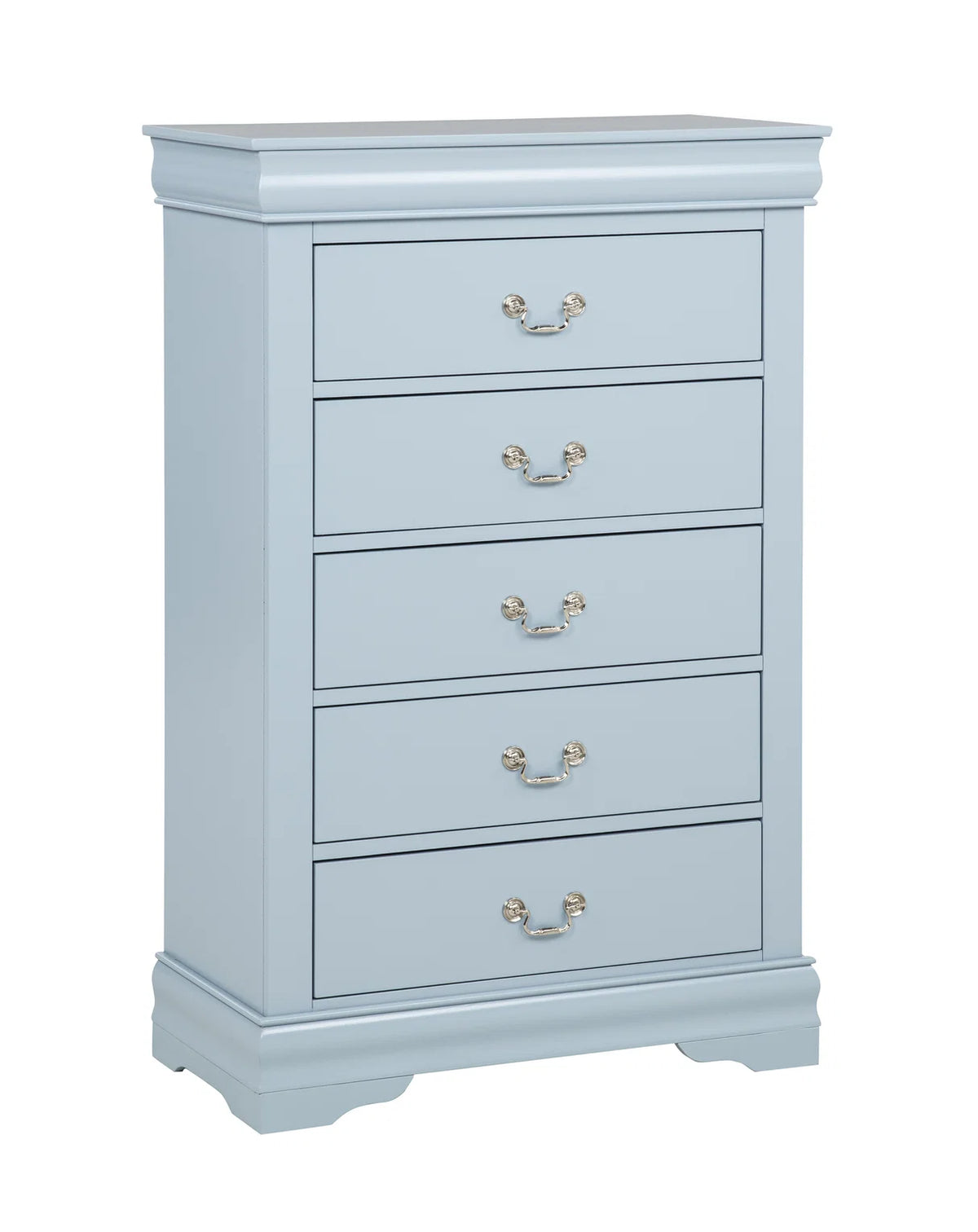 Louis blue-gray dresser with mirror and matching nightstand bedroom set