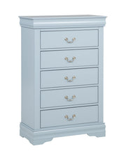 Louis blue-gray dresser with mirror and matching nightstand bedroom set