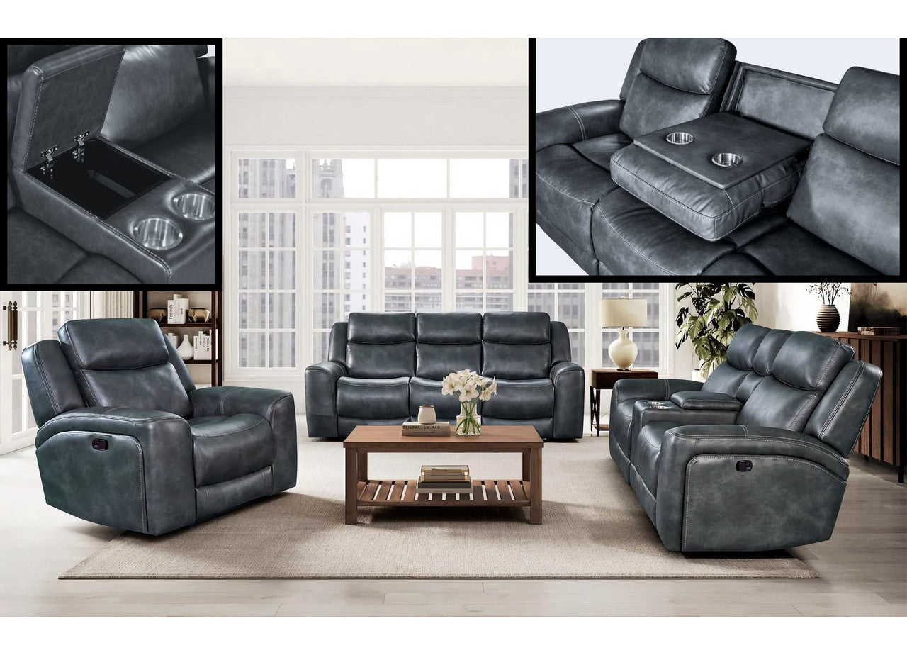 Montana Slate Reclining Sofa and Console Loveseat Set with Drop-Down Table