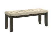 Herbert dining set with tufted bench, upholstered chairs, and wood trestle table