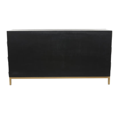 Dark Brown Wood 4-Door Sideboard with Faceted Design – 63" Modern Storage