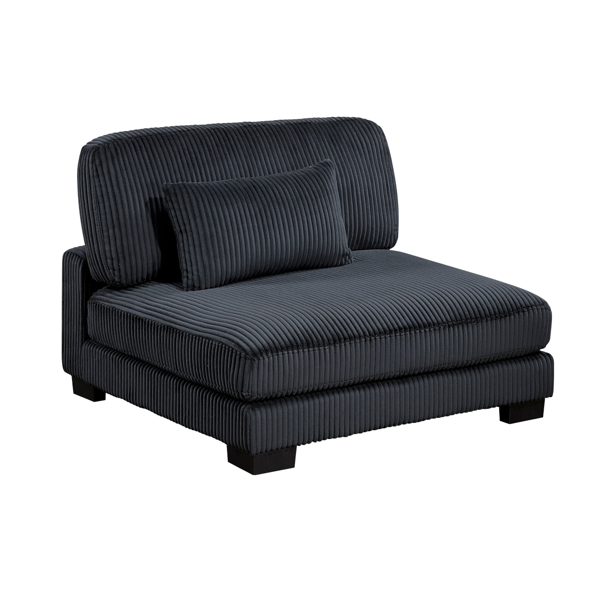 Black corduroy 7-piece modular sectional sofa with reversible chaise and ottoman