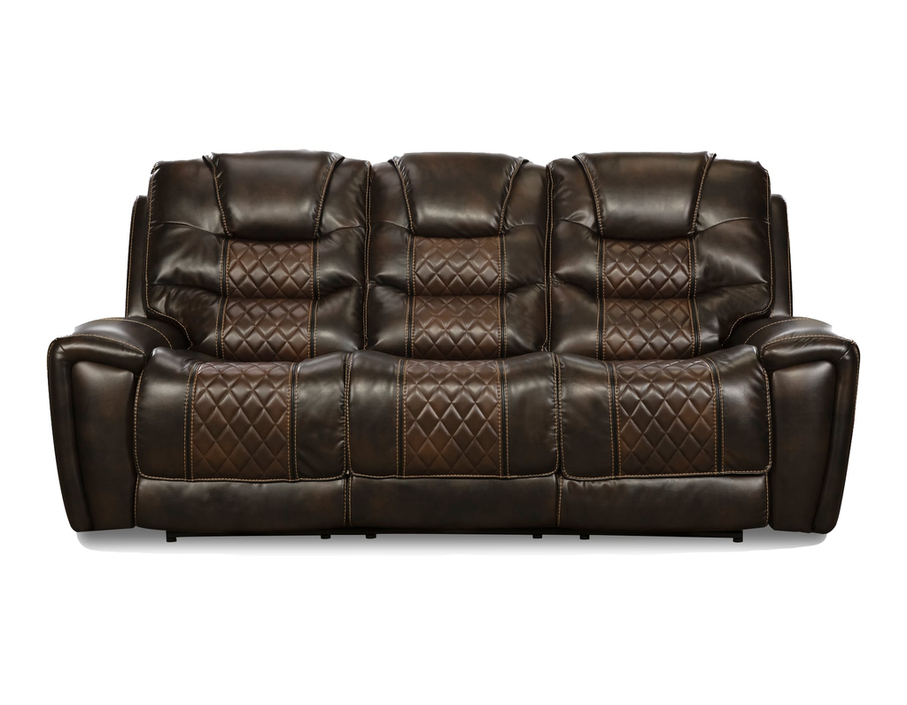 Tobacco Reclining Sofa and Console Loveseat with Drop-Down Table