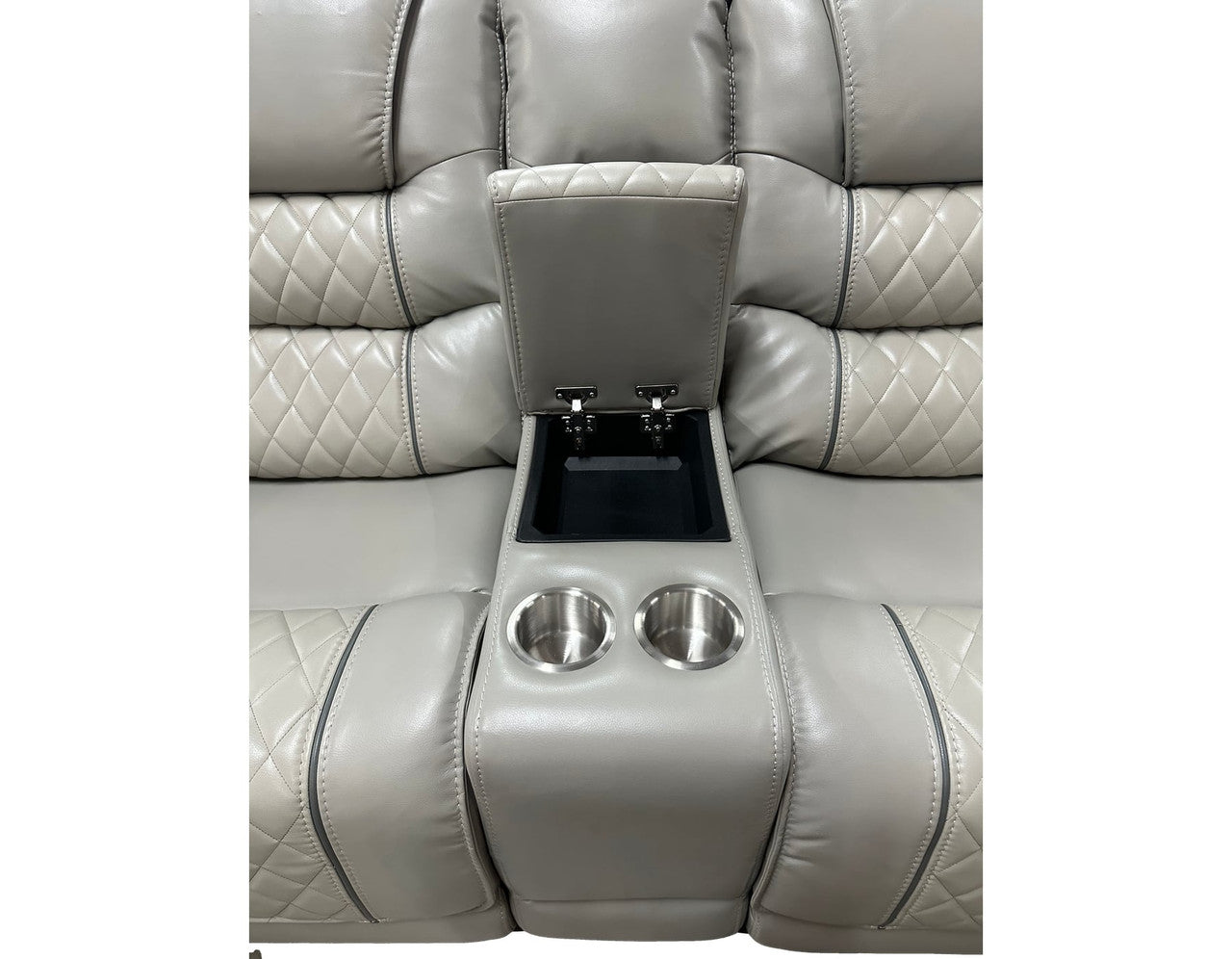Ashen Gray Reclining Sofa and Console Loveseat with Drop-Down Table