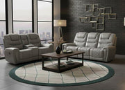 Ashen Gray Reclining Sofa and Console Loveseat with Drop-Down Table