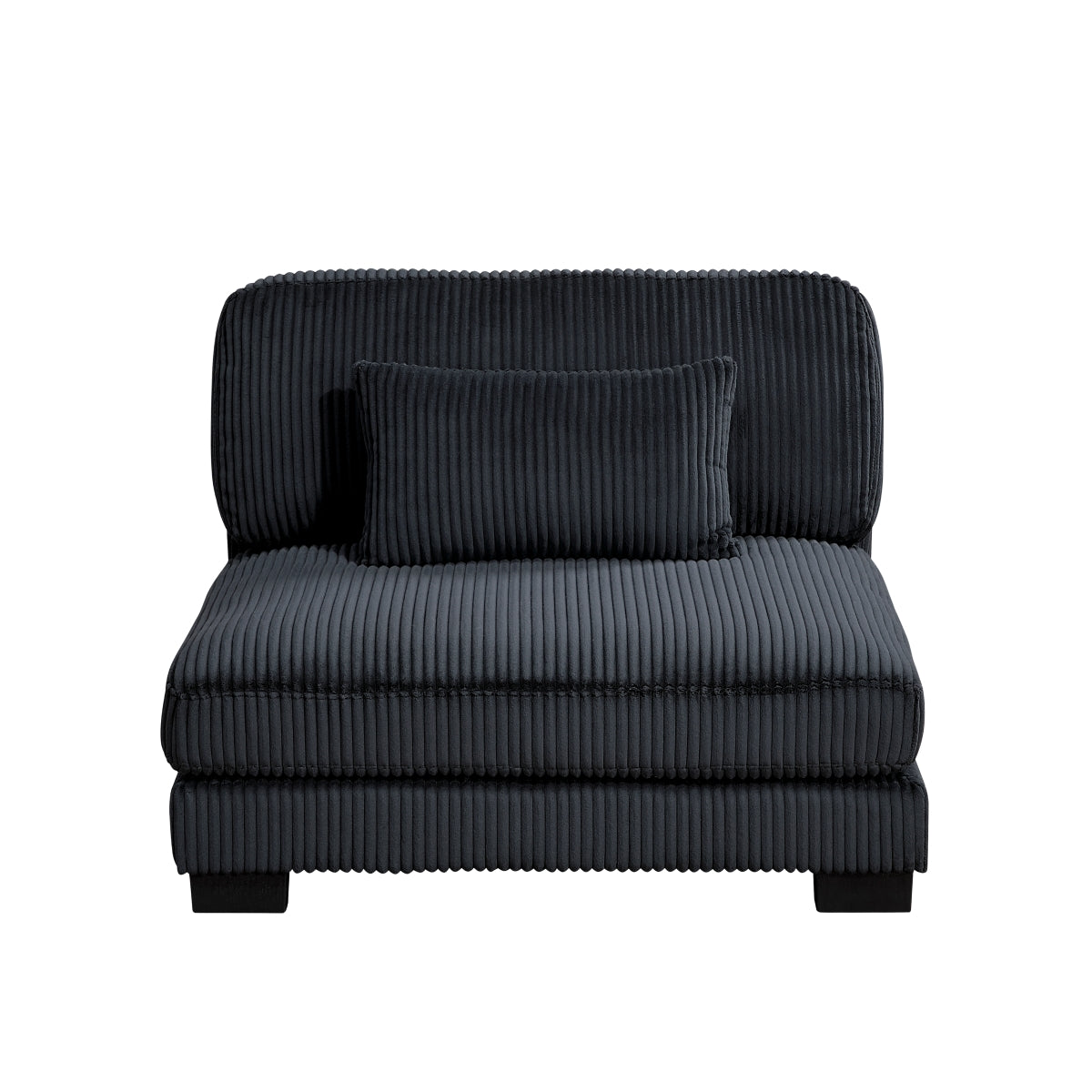 Black corduroy 7-piece modular sectional sofa with reversible chaise and ottoman
