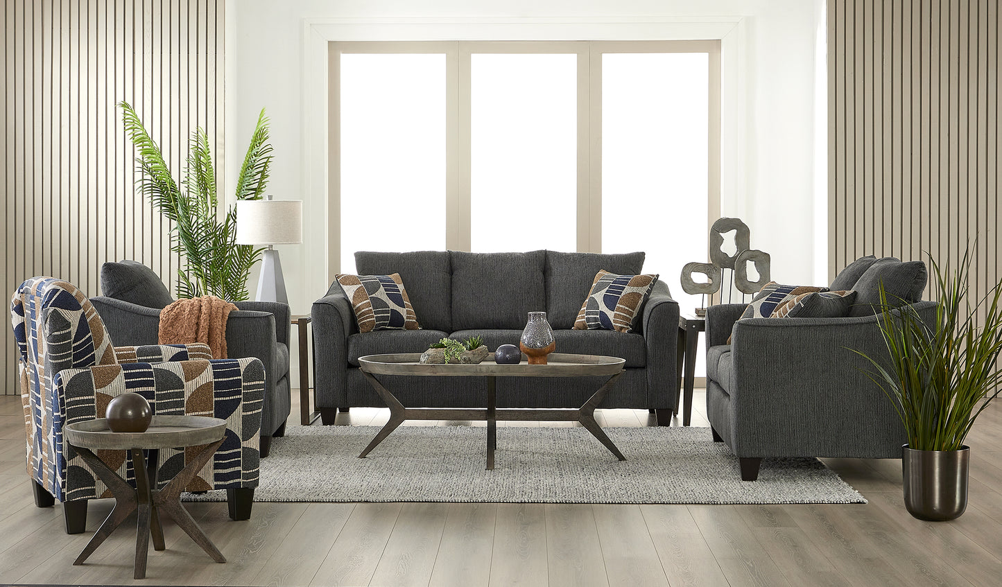 Becker Sofa & Loveseat Set – Modern Fabric Living Room Collection