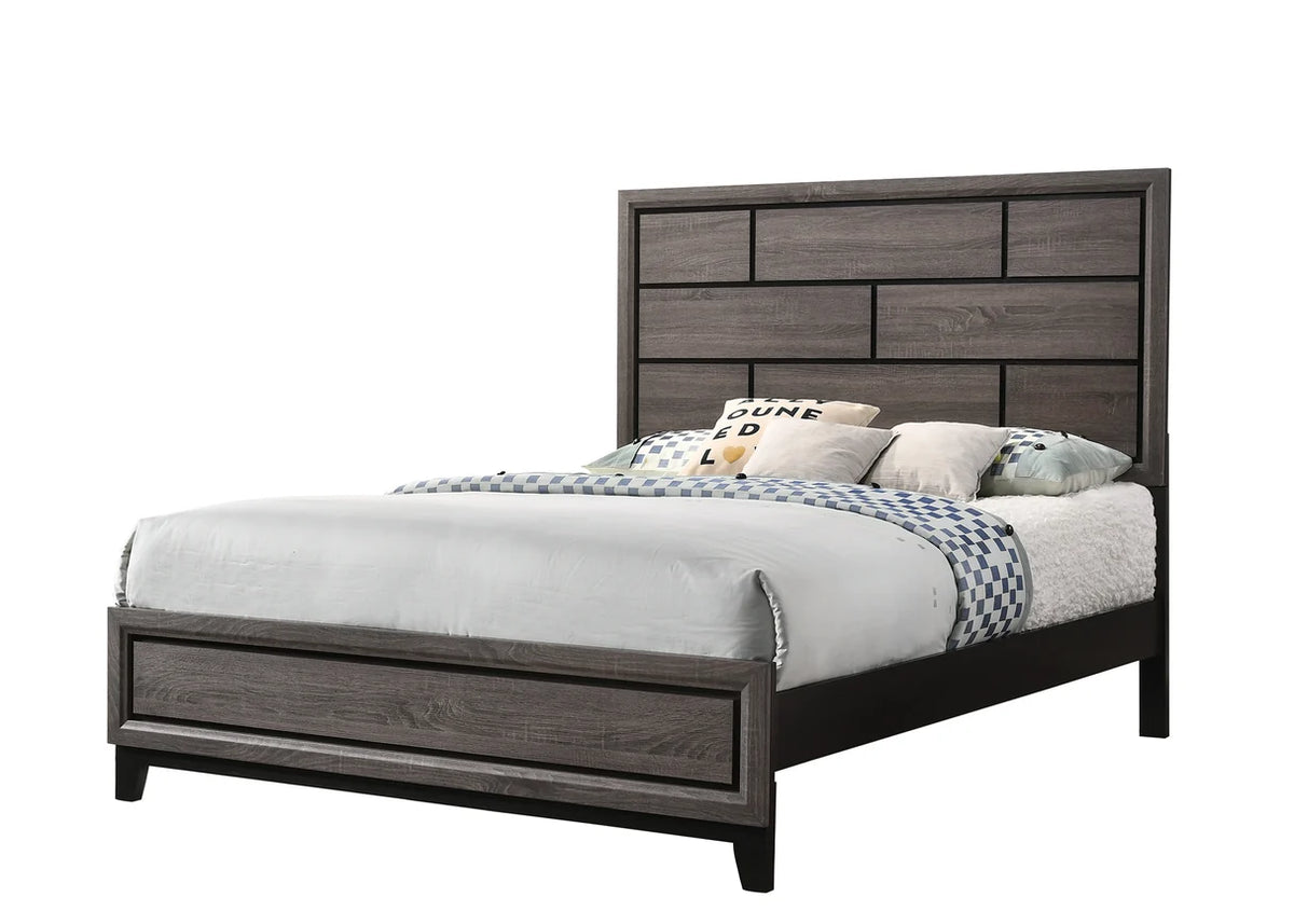 Akerson Grey Wood-Finish Bedroom Set