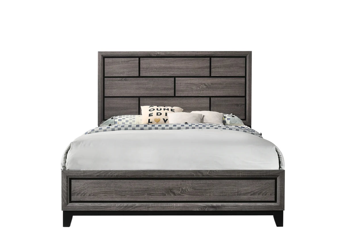 Akerson Grey Wood-Finish Bedroom Set