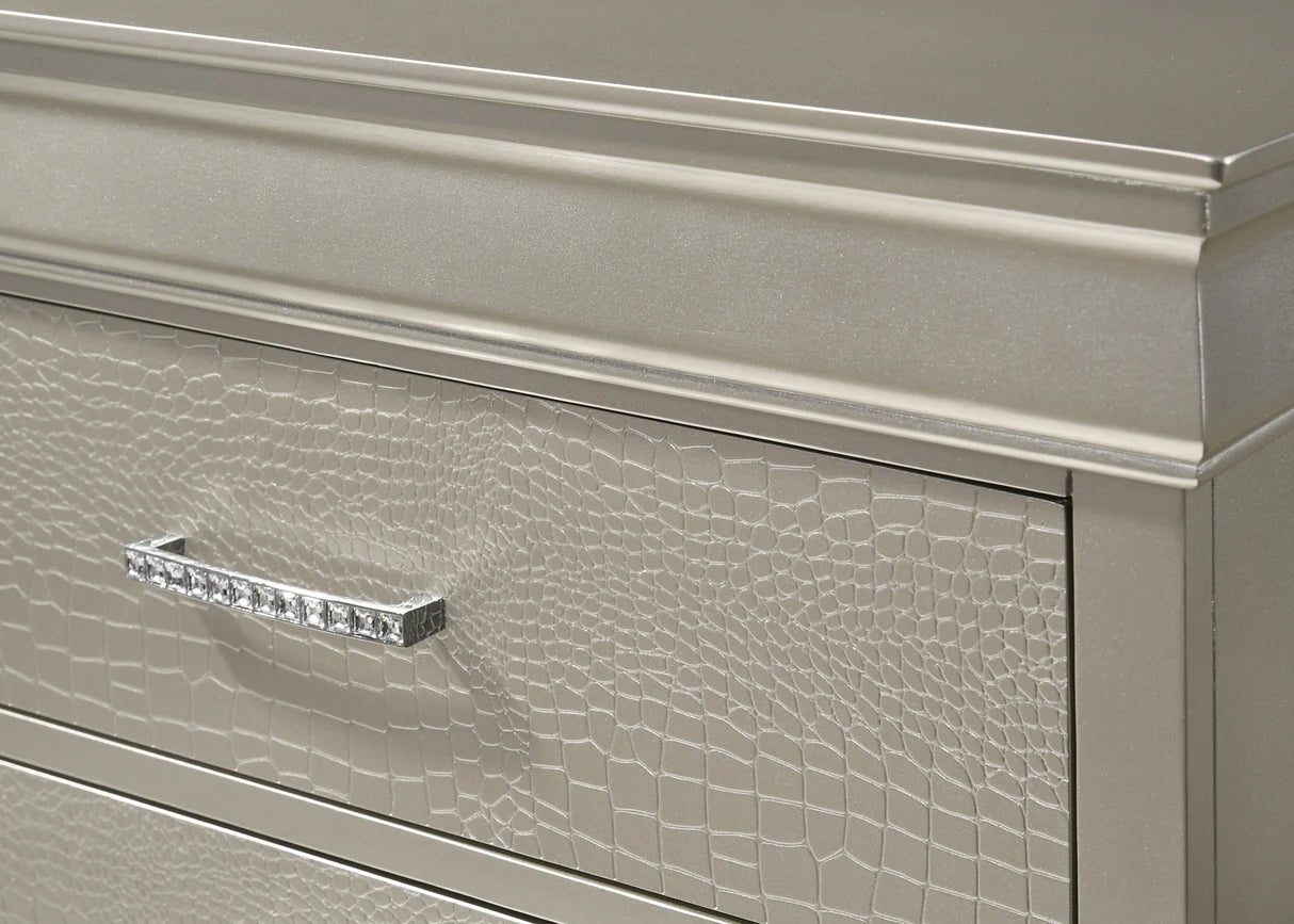 Amalia Silver-Tone Upholstered Bedroom Set